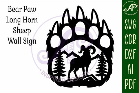 Bear paw print with Long horn sheep wall sign SVG APInspireddesigns 