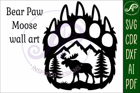 Bear paw print with Moose wall sign SVG APInspireddesigns 