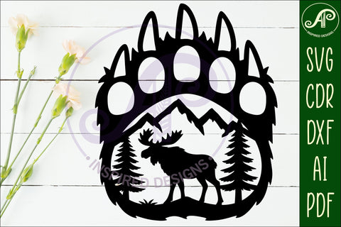Bear paw print with Moose wall sign SVG APInspireddesigns 