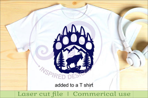 Bear paw print with Mountain Goat wall sign SVG APInspireddesigns 
