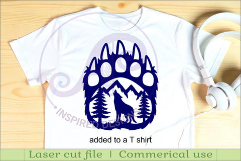 Bear paw print with Wolf wall sign SVG APInspireddesigns 