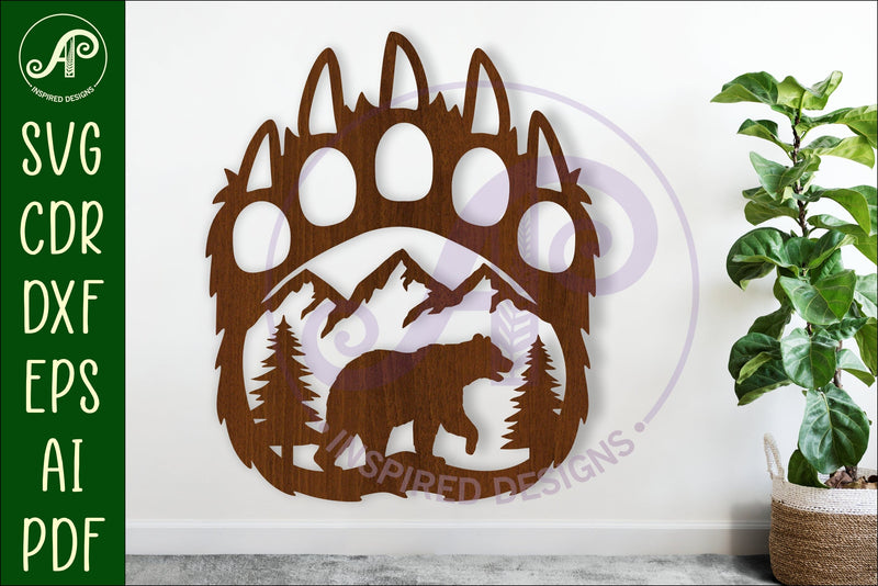 Bear paw wall art sign, SVG file. vector SVG APInspireddesigns 