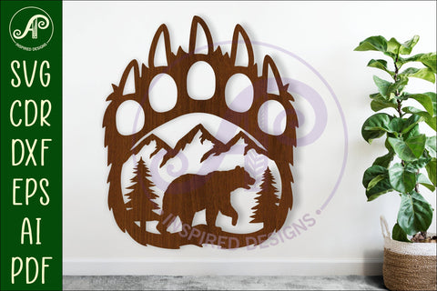 Bear paw wall art sign, SVG file. vector SVG APInspireddesigns 