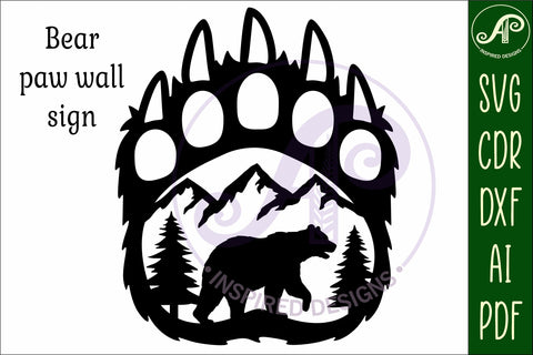 Bear paw wall art sign, SVG file. vector SVG APInspireddesigns 