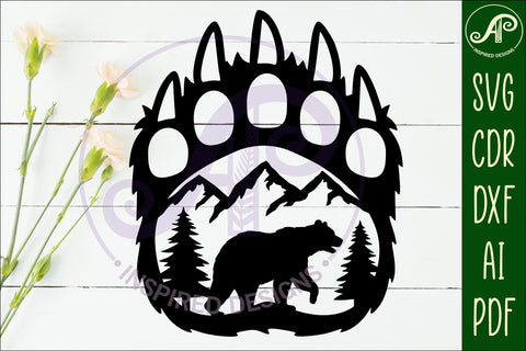Bear paw wall art sign, SVG file. vector SVG APInspireddesigns 