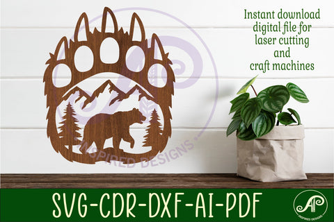 Bear paw wall art sign, SVG file. vector SVG APInspireddesigns 