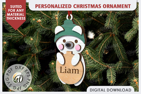 Bear Personalized Christmas Ornament Laser Cut. Xmas SVG SVG Evgenyia Guschina 