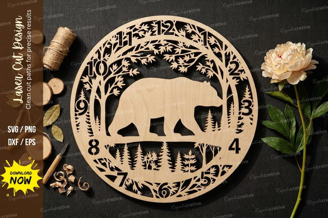 Bear Scene Mandala Laser Cut, bear mandala, wildlife mandala, animal svg, SVG Regulrcrative 