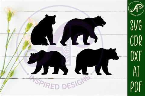 Bear Silhouette laser cut wall art SVG APInspireddesigns 