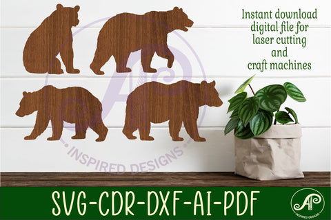 Bear Silhouette laser cut wall art SVG APInspireddesigns 