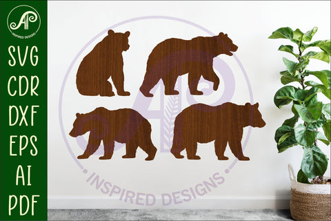 Bear Silhouette laser cut wall art SVG APInspireddesigns 