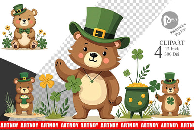 Bear St. Patrick Clipart Sublimation artnoy 