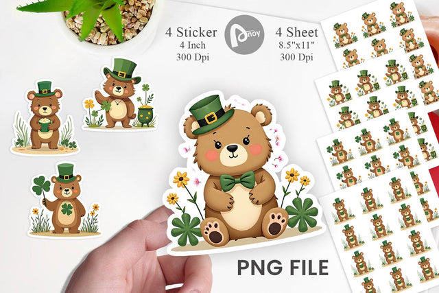 Bear St. Patrick Sticker Sublimation artnoy 