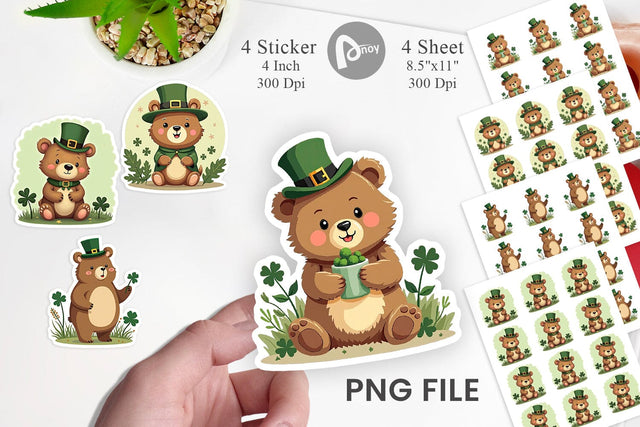 Bear St. Patrick Sticker Sublimation artnoy 