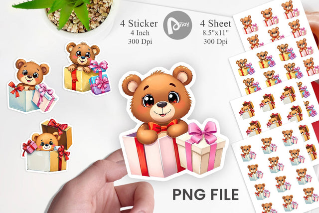 Bear Sticker Gift Sublimation artnoy 