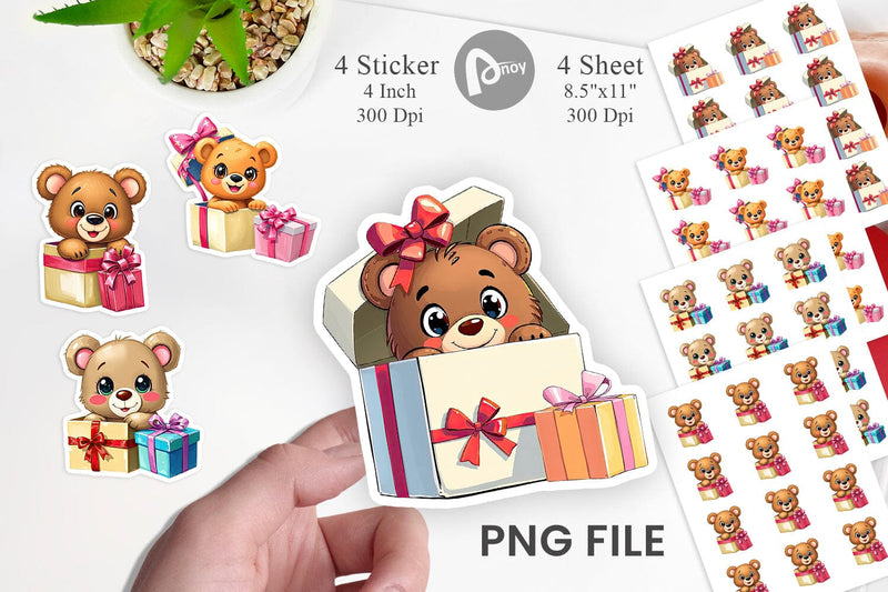 Bear Sticker Gift Sublimation artnoy 
