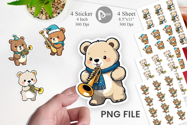 Bear Sticker New Year Sublimation artnoy 