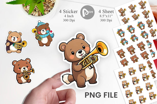 Bear Sticker New Year Sublimation artnoy 