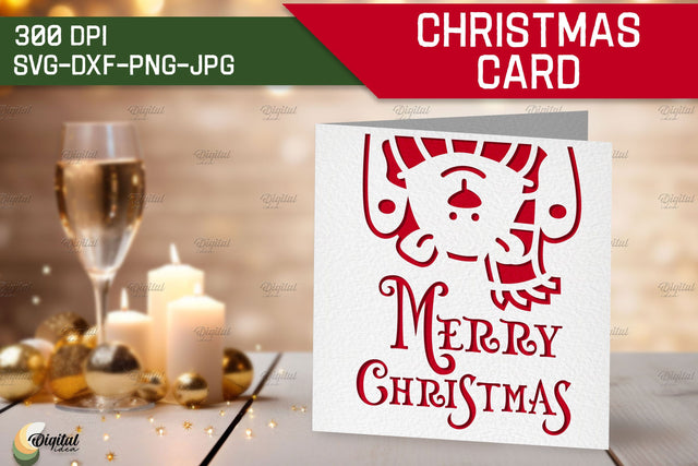 Bear SVG. Christmas Card Animal. Layered Papercut 3D Paper Evgenyia Guschina 