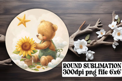 Bear-Themed Car Coaster Set in Sublimation Sublimation afrosvg 