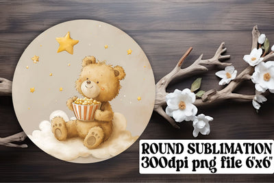 Bear-Themed Car Coasters in Sublimation Art Sublimation afrosvg 