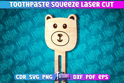 Bear Toothpaste Squeezer Laser Cut | Laser Cut SVG Design SVG The T Store Design 
