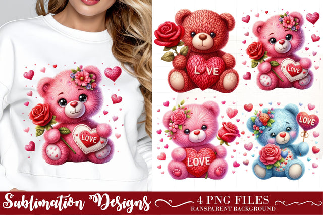 Bear Valentine Clipart | Valentine's Day Sublimation Sublimation designmaster24 