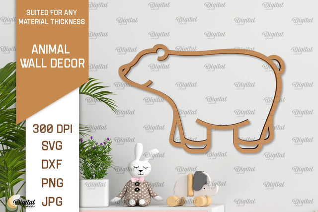 Bear Wall Decor Laser Cut. Baby Animals Wall Art SVG SVG Evgenyia Guschina 