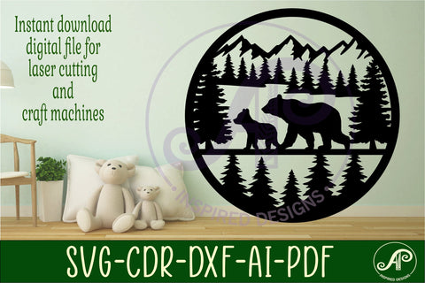 Bear wall sign svg laser cut design SVG APInspireddesigns 