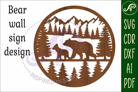 Bear wall sign svg laser cut design SVG APInspireddesigns 