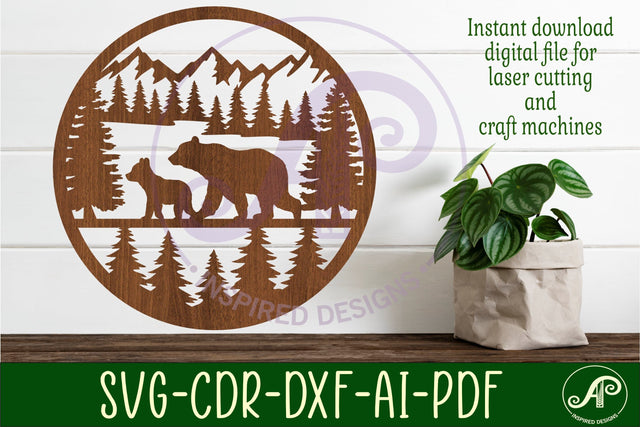 Bear wall sign svg laser cut design SVG APInspireddesigns 