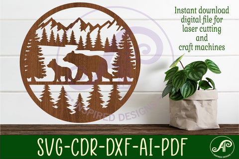 Bear wall sign svg laser cut design SVG APInspireddesigns 