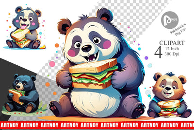 Bear with Sandwich Clipart Sublimation artnoy 