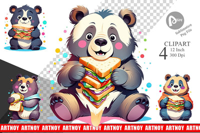 Bear with Sandwich Clipart Sublimation artnoy 