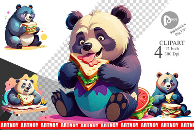 Bear with Sandwich Clipart Sublimation artnoy 