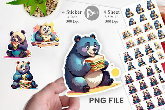 Bear with Sandwich Sticker Sublimation artnoy 