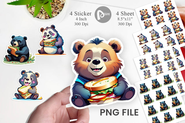 Bear with Sandwich Sticker Sublimation artnoy 