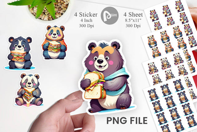 Bear with Sandwich Sticker Sublimation artnoy 