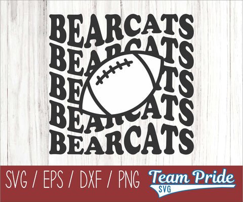 Bearcats Football Retro Wave SVG Digital Download Printable - SVG, EPS, DXF, PNG SVG Team Pride SVG 