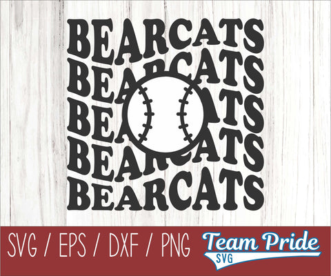 Bearcats Vintage Wave Baseball Softball SVG Digital Download Printable - SVG, EPS, DXF, PNG SVG Team Pride SVG 