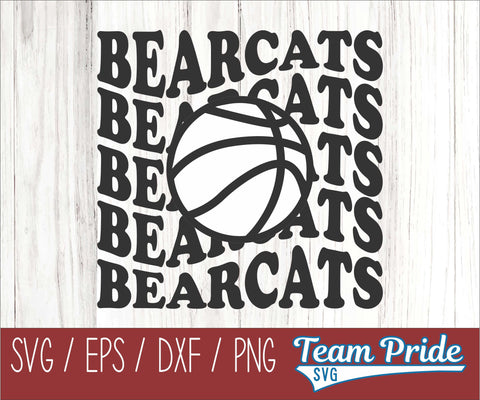 Bearcats Vintage Wave Basketball SVG Digital Download Printable - SVG, EPS, DXF, PNG SVG Team Pride SVG 