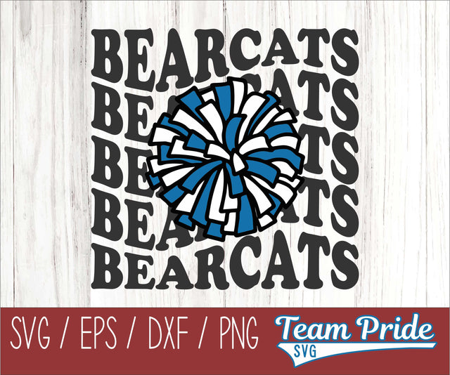 Bearcats Vintage Wave Cheer SVG Digital Download Printable - SVG, EPS, DXF, PNG SVG Team Pride SVG 