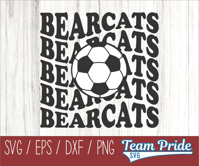 Bearcats Vintage Wave Soccer SVG Digital Download Printable - SVG, EPS, DXF, PNG SVG Team Pride SVG 