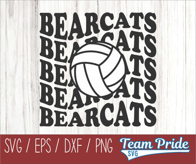 Bearcats Vintage Wave Volleyball SVG Digital Download Printable - SVG, EPS, DXF, PNG SVG Team Pride SVG 