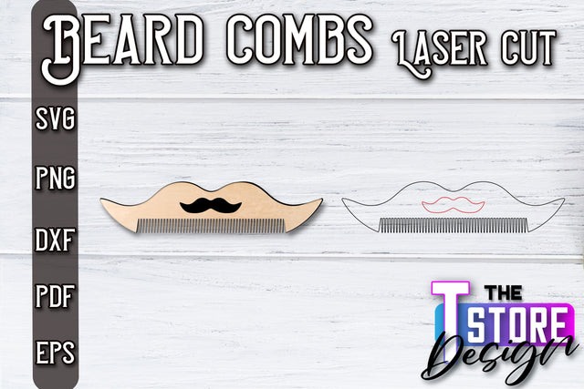 Beard Combs Design | Beard Accessories Laser Cut | Gift for Men | CNC Files SVG The T Store Design 