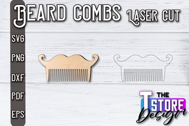 Beard Combs Design | Beard Accessories Laser Cut | Gift for Men | CNC Files SVG The T Store Design 