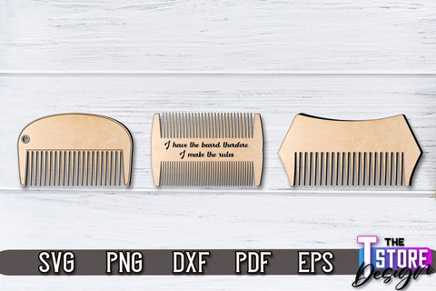 Beard Combs Design | Beard Accessories Laser Cut | Gift for Men | CNC Files SVG The T Store Design 
