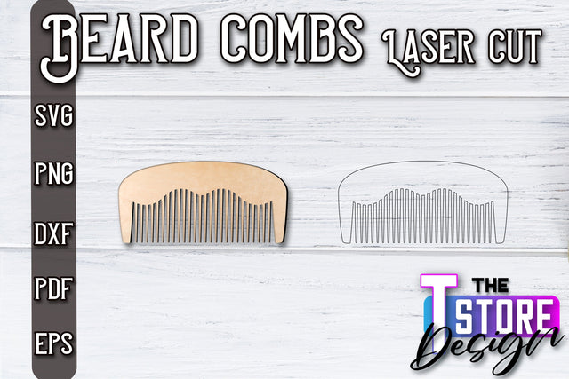 Beard Combs Design | Beard Accessories Laser Cut | Gift for Men | CNC Files SVG The T Store Design 