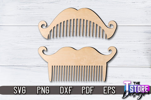 Beard Combs Design | Beard Accessories Laser Cut | Gift for Men | CNC Files SVG The T Store Design 