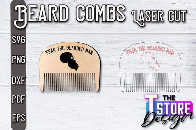Beard Combs Design | Beard Accessories Laser Cut | Gift for Men | CNC Files SVG The T Store Design 